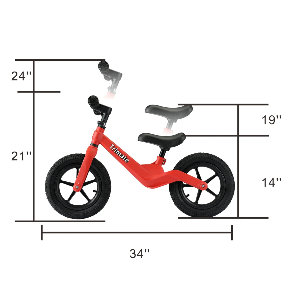 Red No Pedal Toddler Balance Bike 12 Inflated Tire Y61646