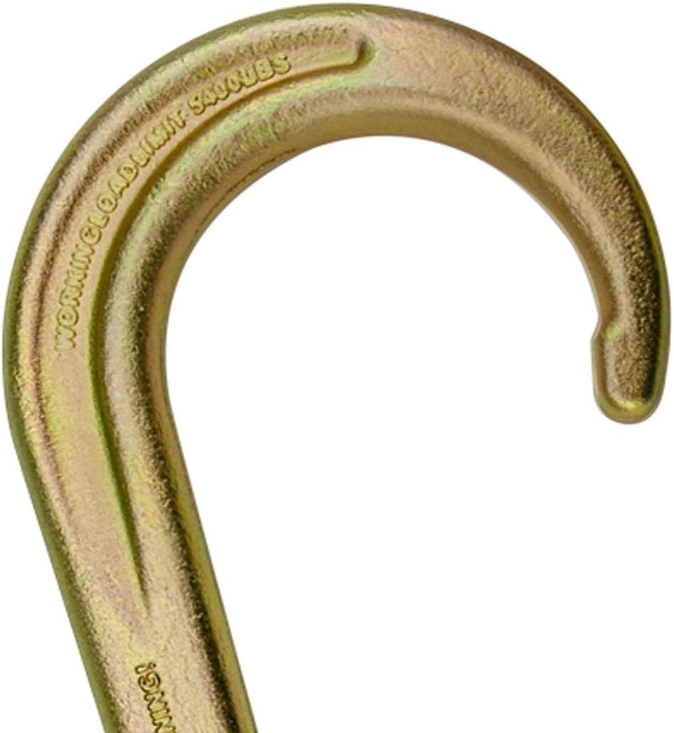Tow Chain with 15 Inch Forged J Hook and Grab Hook, Grade 70, 8 Foot, Pack of 2 Y9099