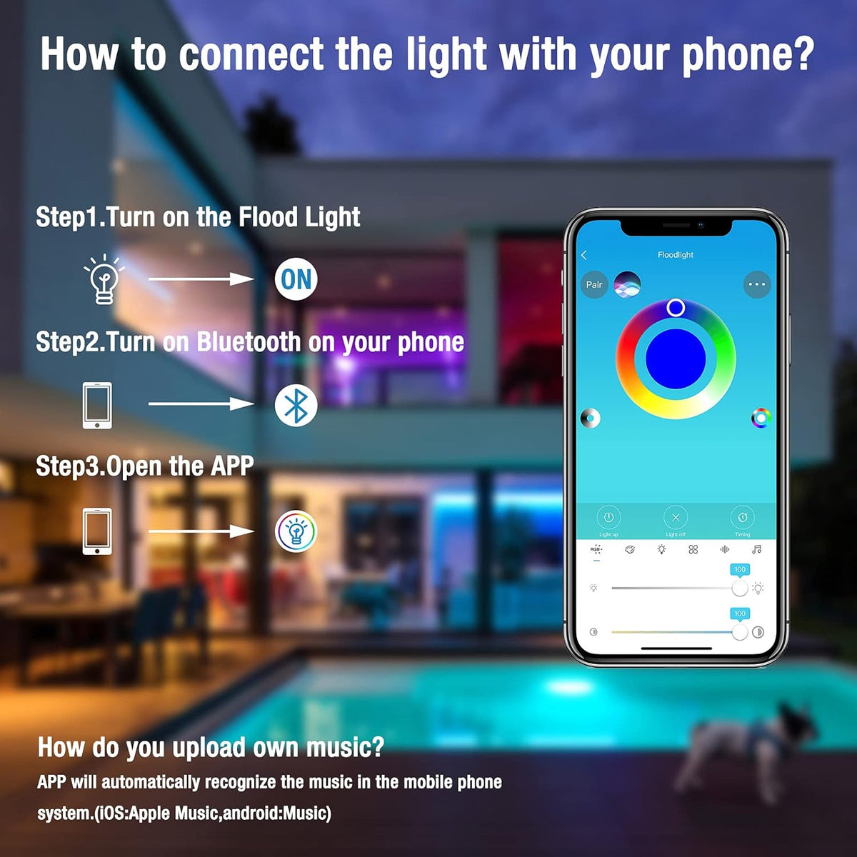 15W RGB Bluetooth Smart LED Flood Light R463