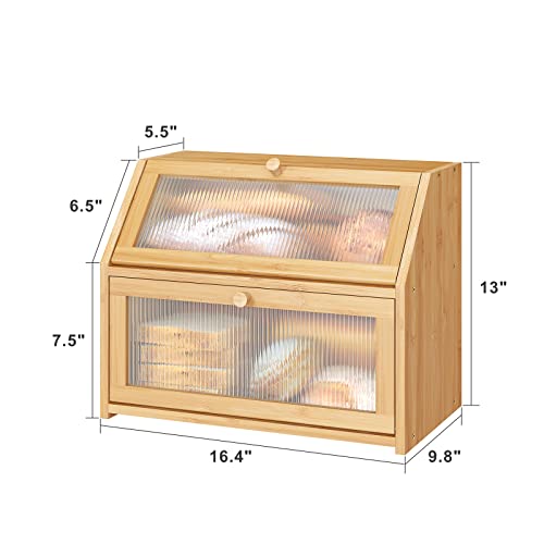Large Bamboo Wood Bread Box R2966