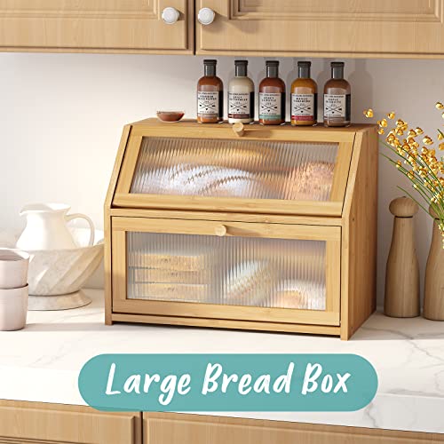 Large Bamboo Wood Bread Box R2966
