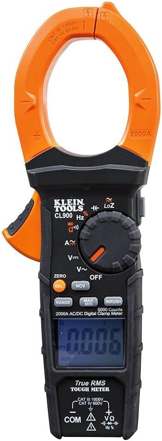 Digital Clamp Meter, Auto Ranging TRMS, AC/DC Voltage/Current, 2000A, LoZ, Continuity, Frequency, NCVT, Temp, 1000V C913