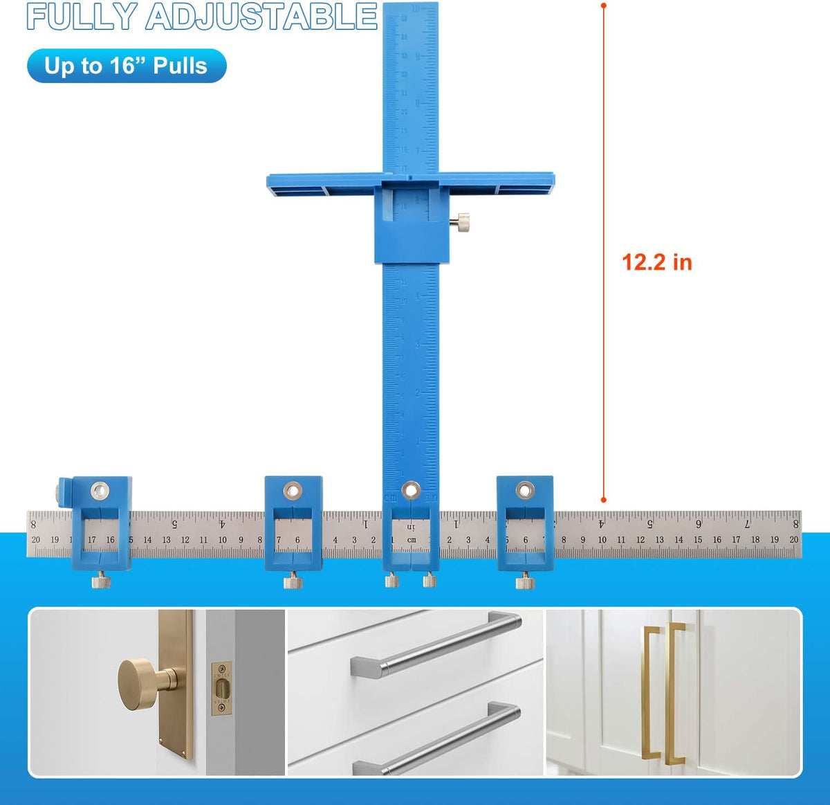 Cabinet Hardware Jig Tool Adjustable Drill Template Guide Pack of 2 E846