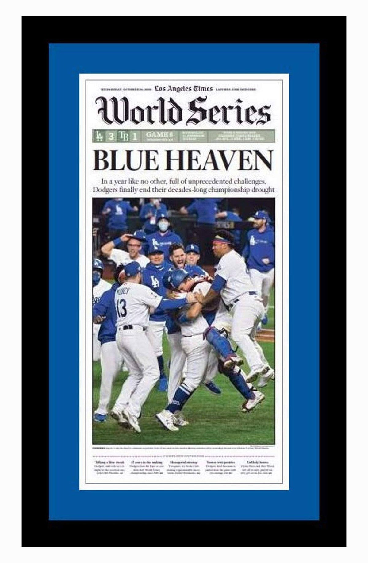 Los Angeles Dodgers Baseball Newspaper Frame X768
