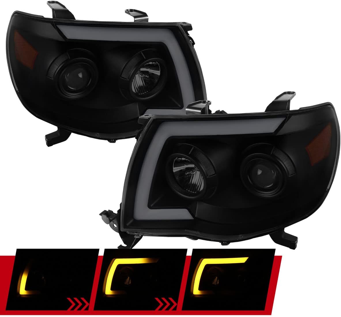 BLK Projector Headlights with LED Sequential Signal P3687