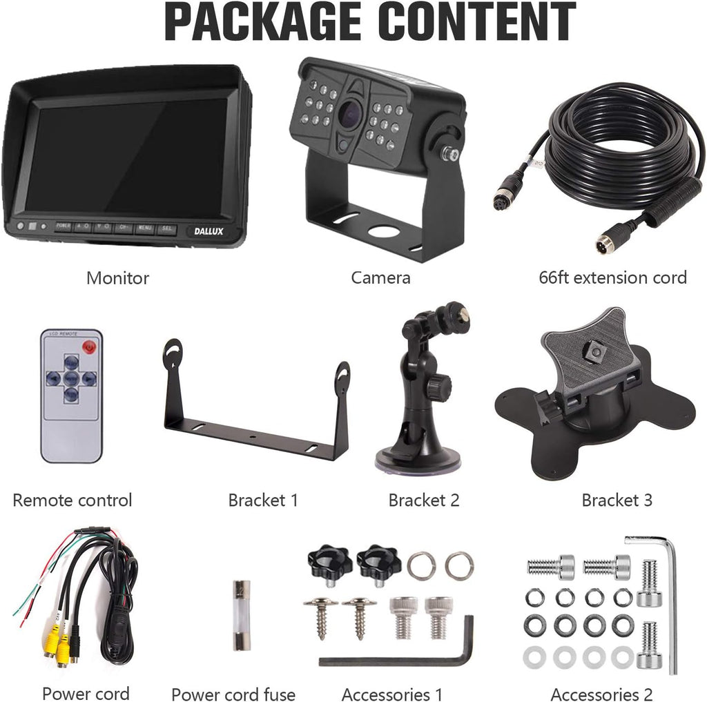HD 1080P 7 inch Monitor Truck Backup Camera Kit J411