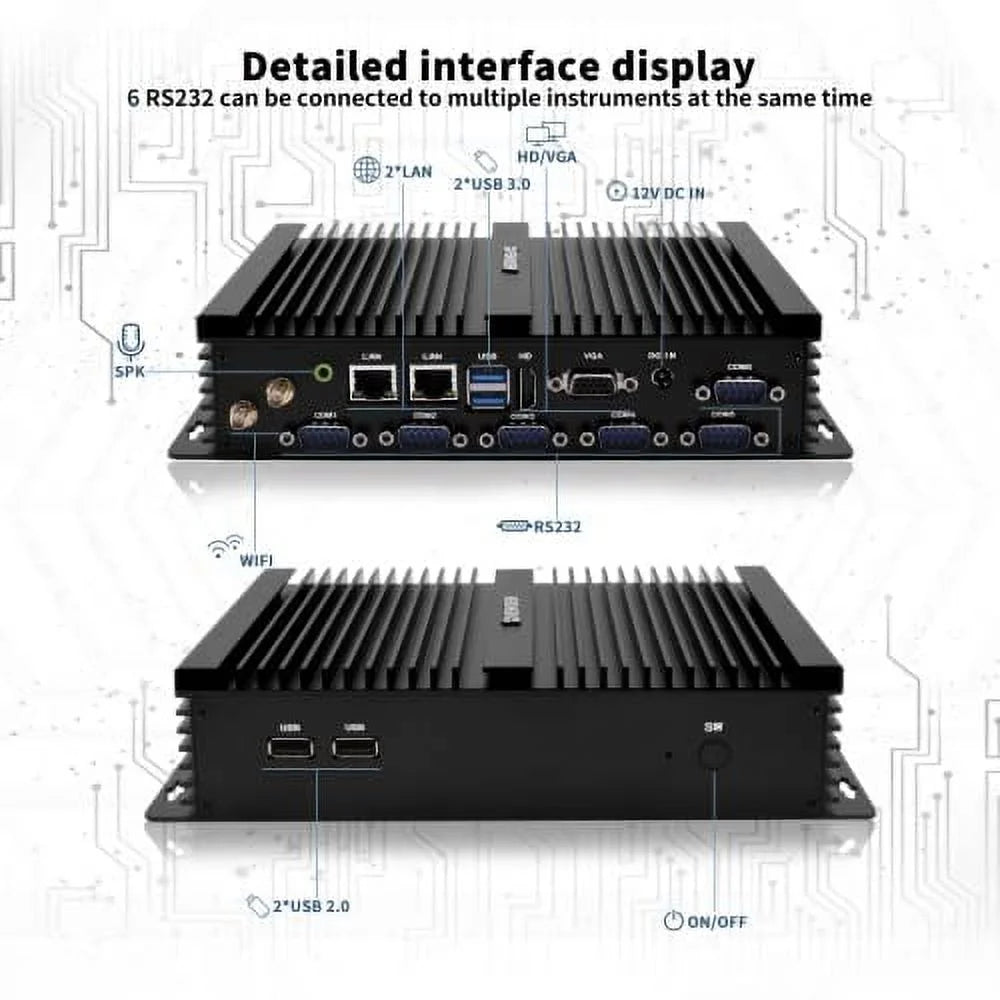 Industrial Mini PC, Celeron J4125, 16GB DDR4 RAM 512GB SSD, Dual RJ45 Lan, 6 COM RS232/485 O404