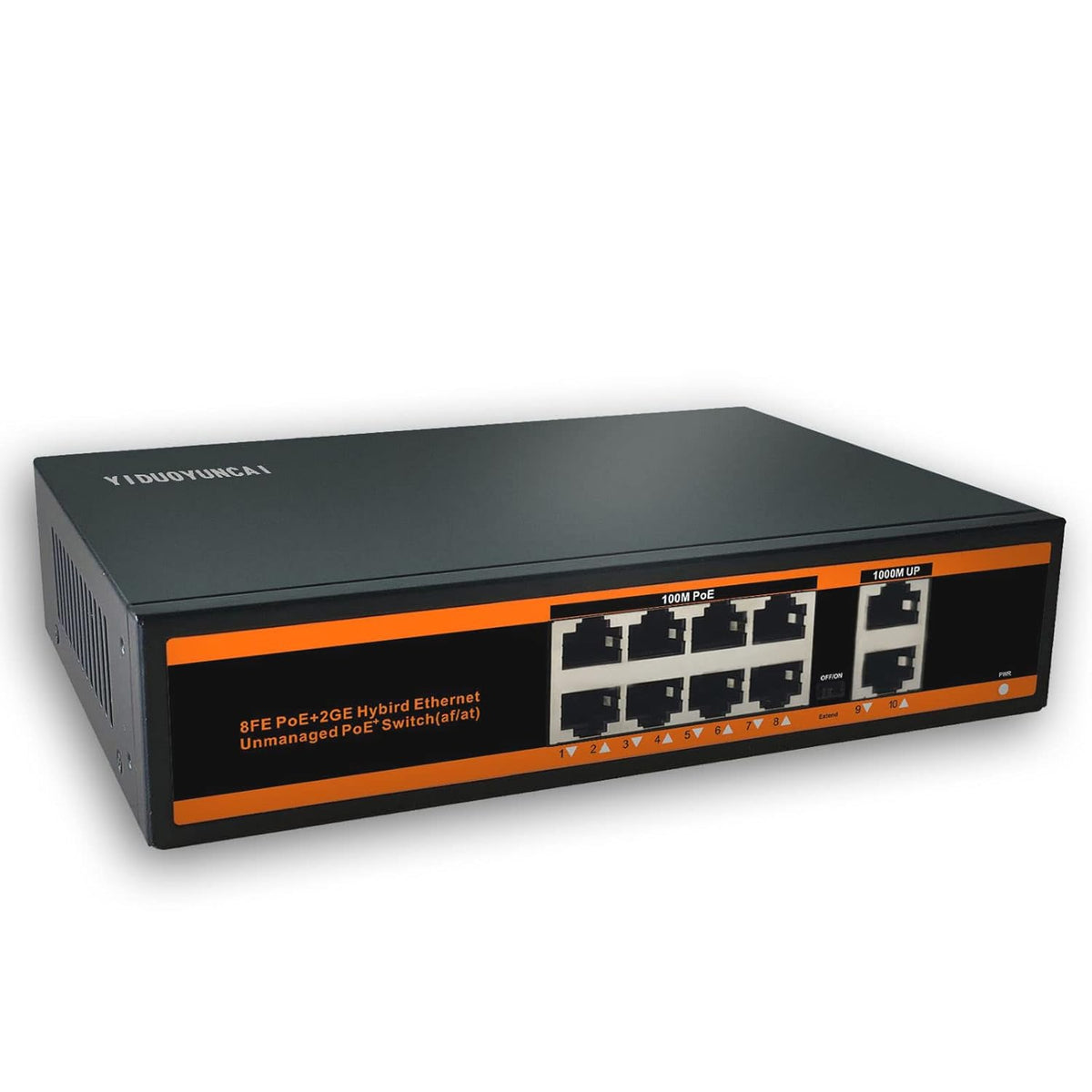 10 Ports Ethernet PoE Switch, 8 PoE Ports + 2 Uplink Ports, 150W, Metal Fanless, Unmanaged, Pack of 2 X60259