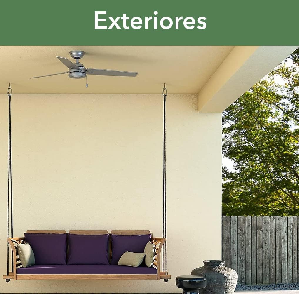 Matte Silver 52 3 Blade Wooden Indoor Outdoor Ceiling Fan with Light Kit M157