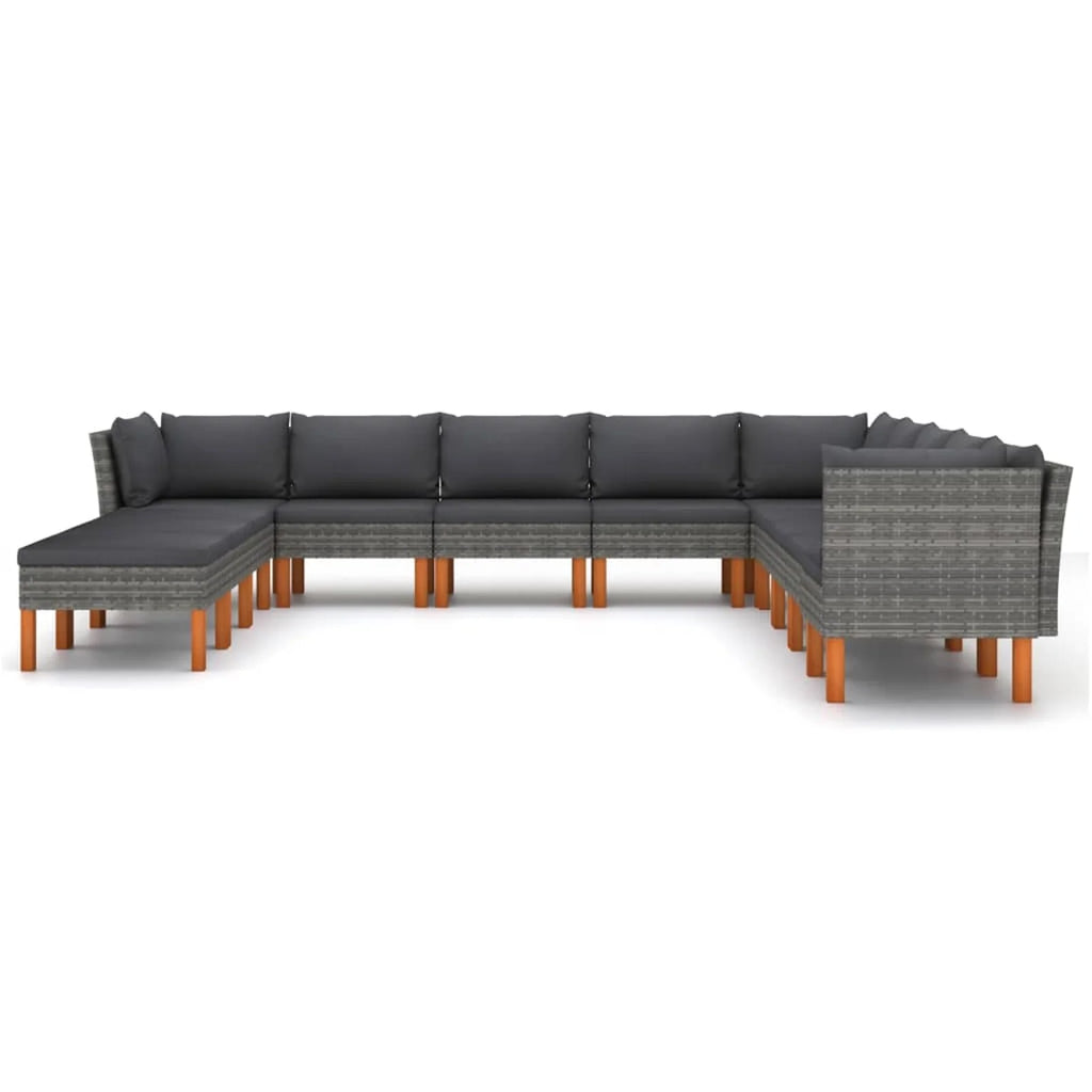 12 Piece Poly Rattan Garden Set with Cushions Gray B73062