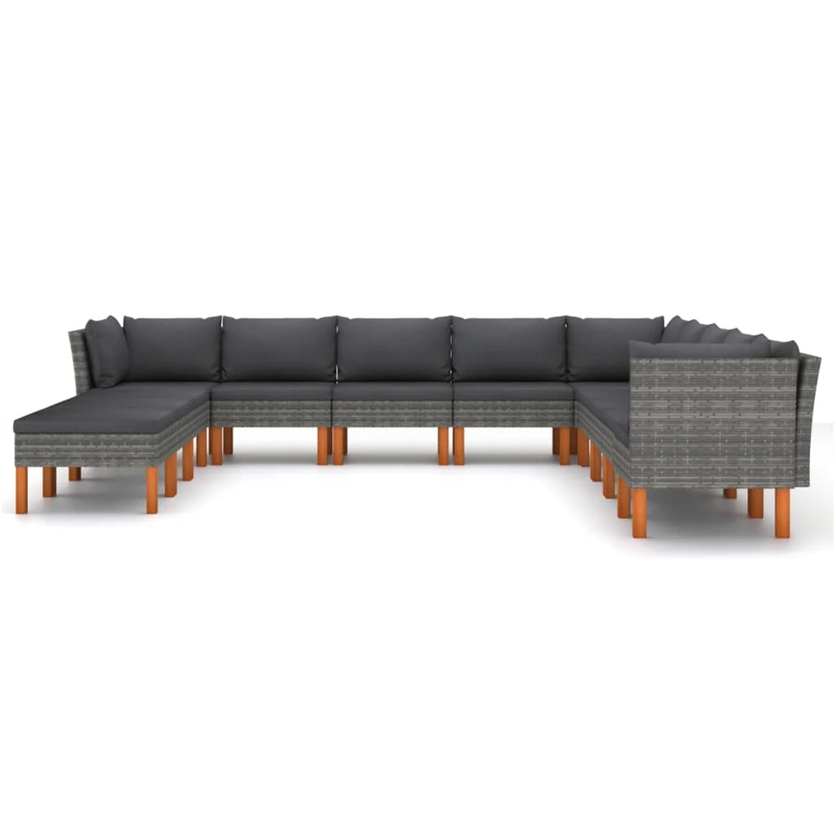 12 Piece Poly Rattan Garden Set with Cushions Gray B73062