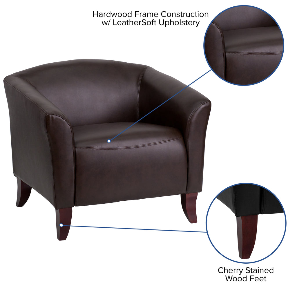 Brown LeatherSoft Chair with Extended Panel Arms A51097
