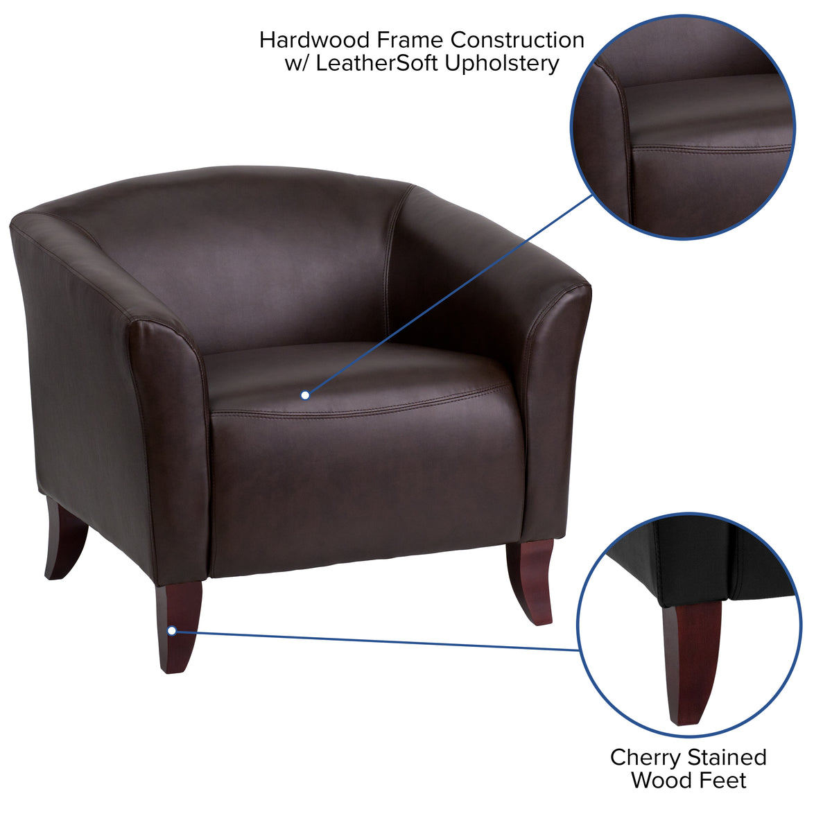Brown LeatherSoft Chair with Extended Panel Arms A51097