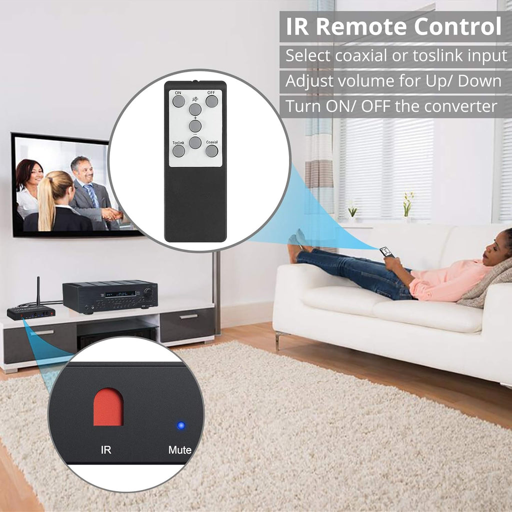 DAC Converter Bluetooth V5.0 Receiver Digital to Analog Audio Converter Pack of 2 P968