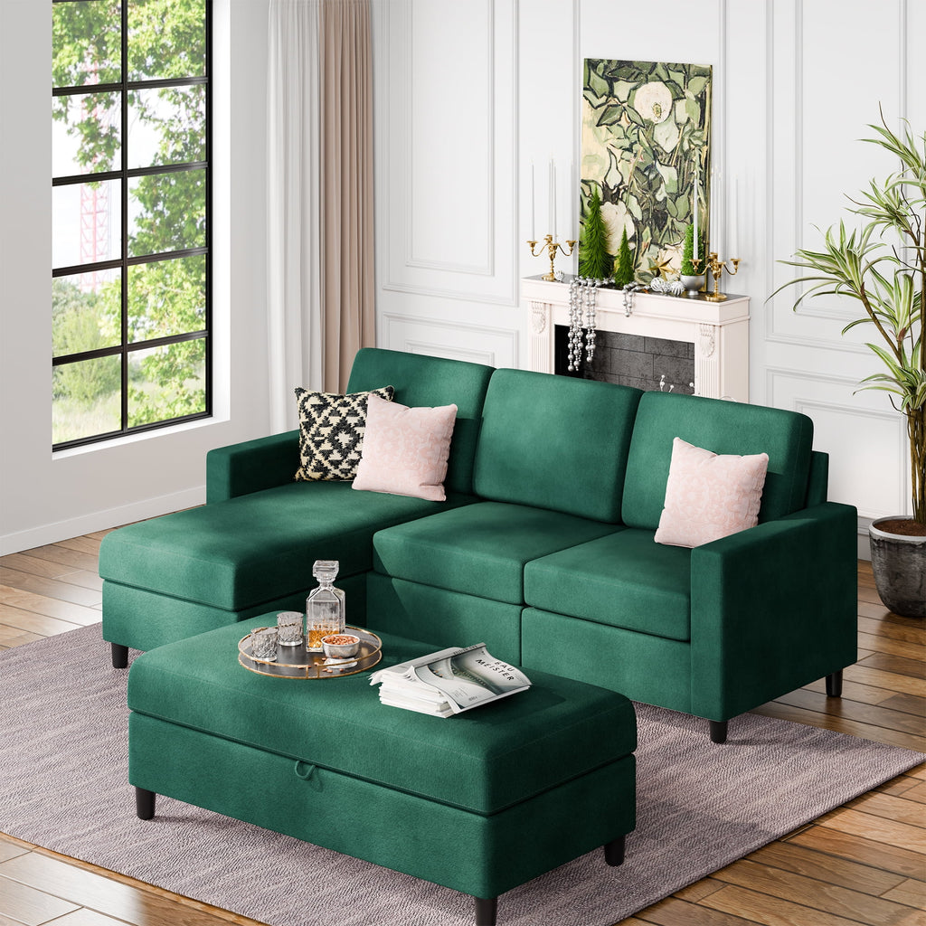 L Shaped 4 Seat Sectional Sofa with Storage Ottoman Y4236