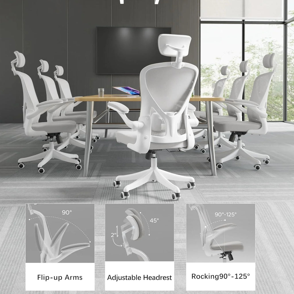Khaki Ergonomic Chair with Flip-Armrest & Lumbar Support X19735