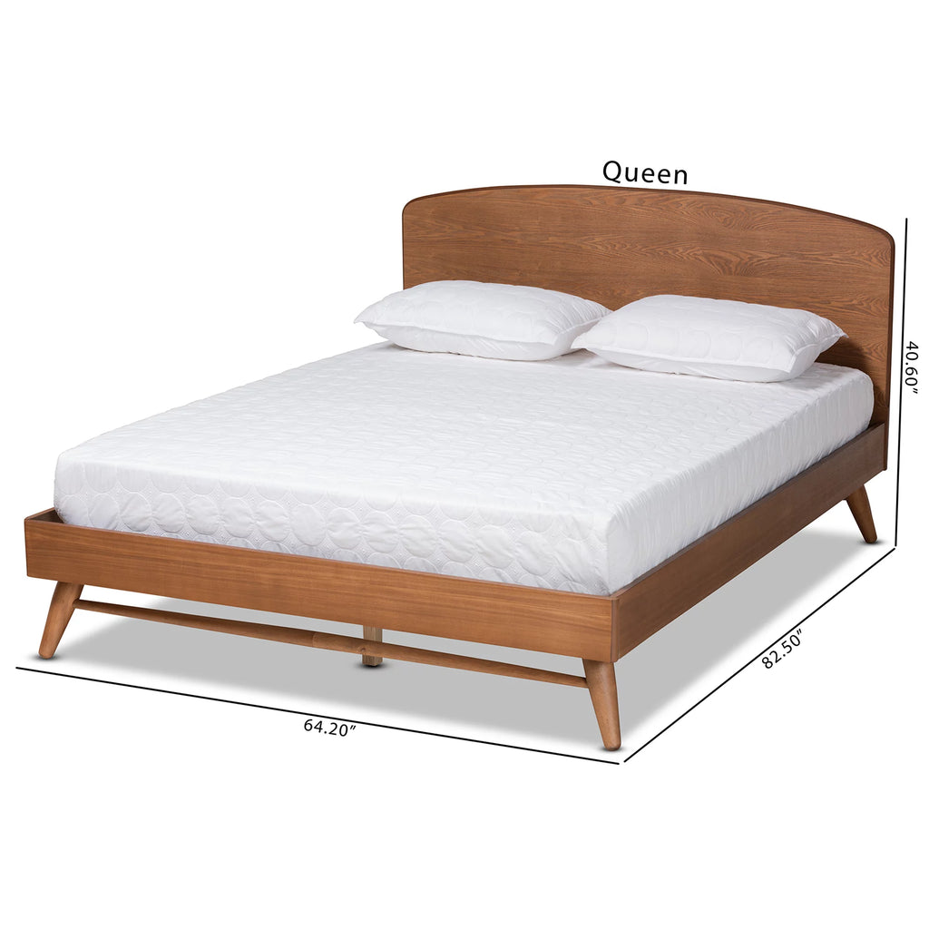 Queen Walnut Brown Engineered Wood Platform Bed B5496