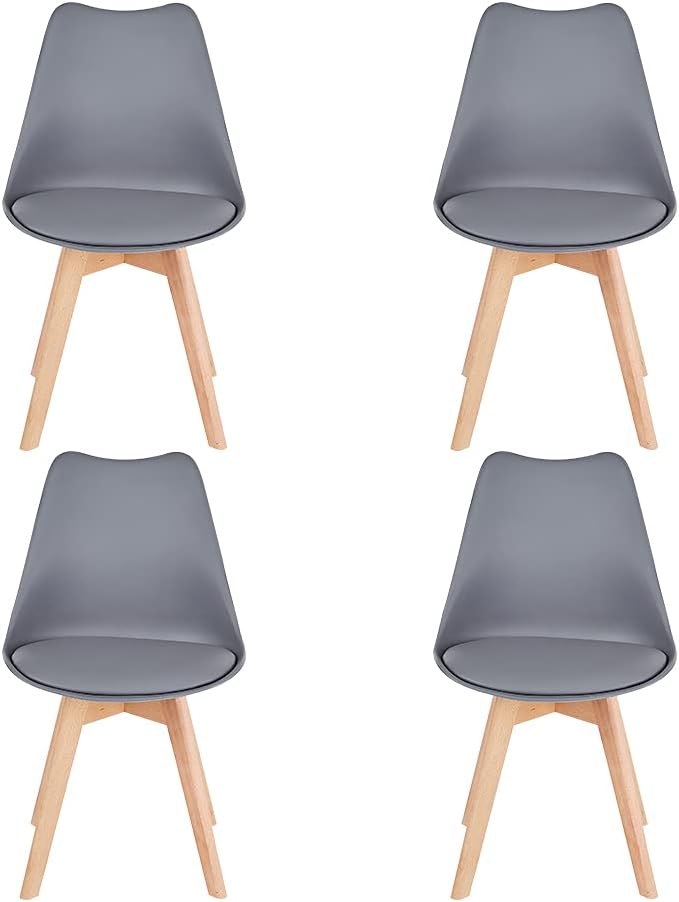 Black Mid Century Modern Side Chair with Wood Legs, Set of 2 X833