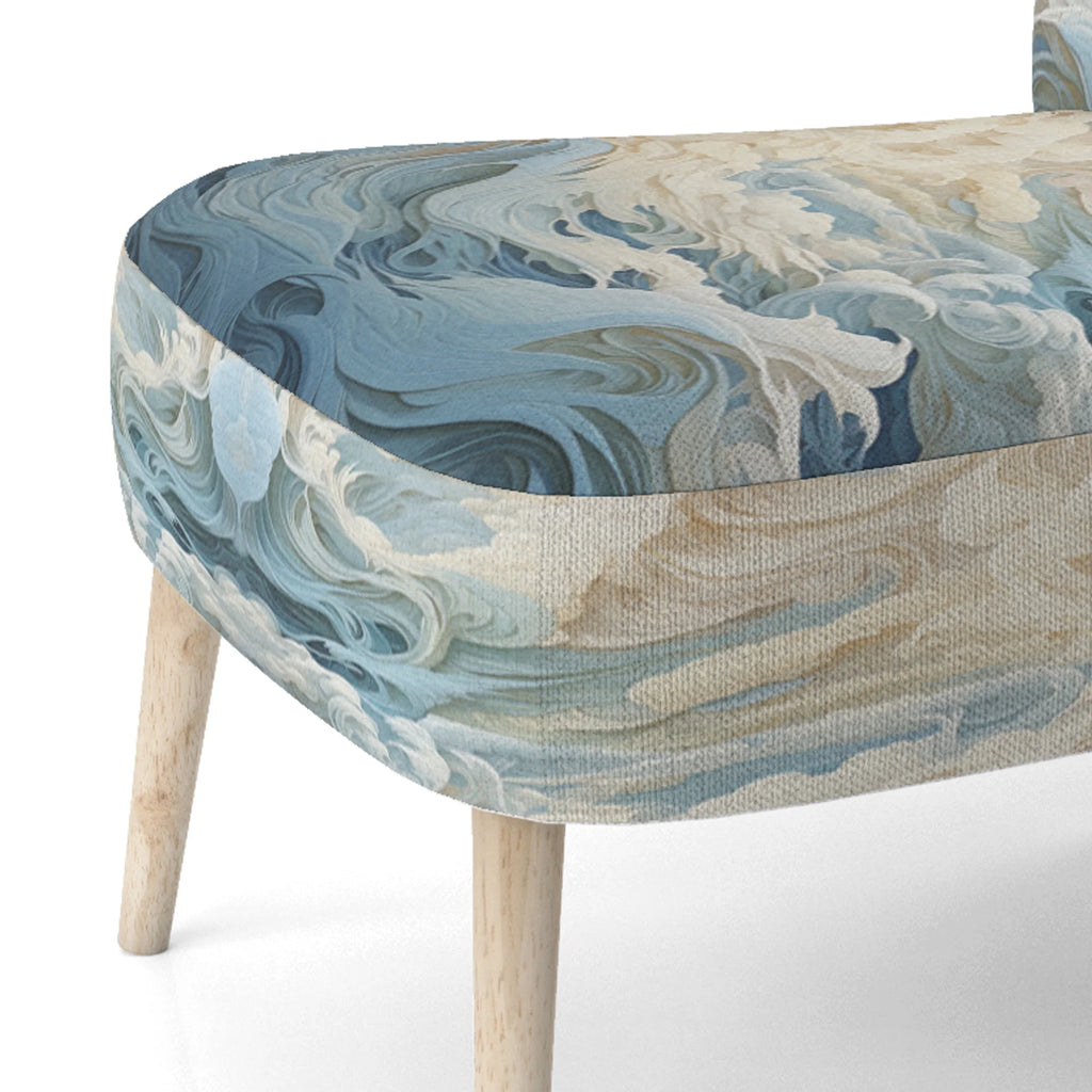 Blue Minimalism Coastal Wave Upholstered Accent Chair V161