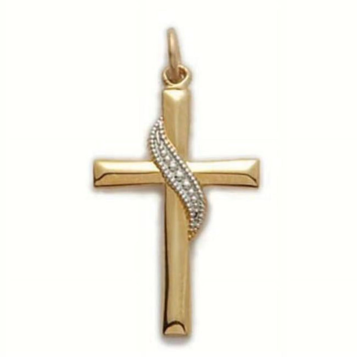 18 in. Gold Over Sterling Cross with Silver Sash U2238