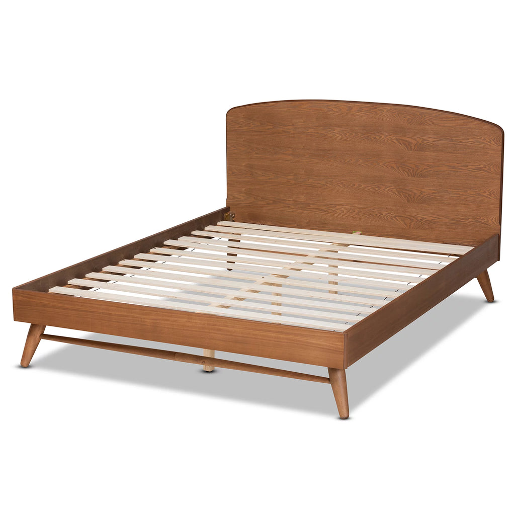 Queen Walnut Brown Engineered Wood Platform Bed B5496