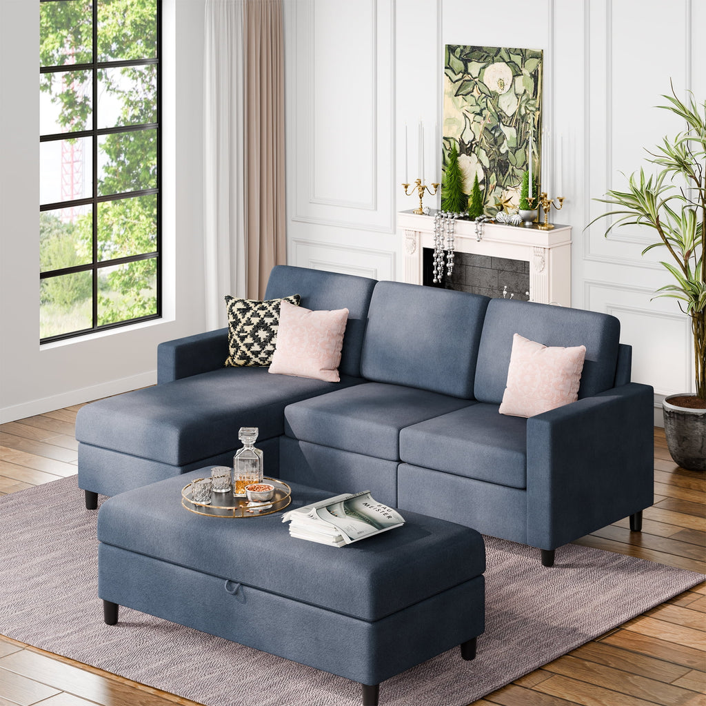 L Shaped 4 Seat Sectional Sofa with Storage Ottoman Y4236