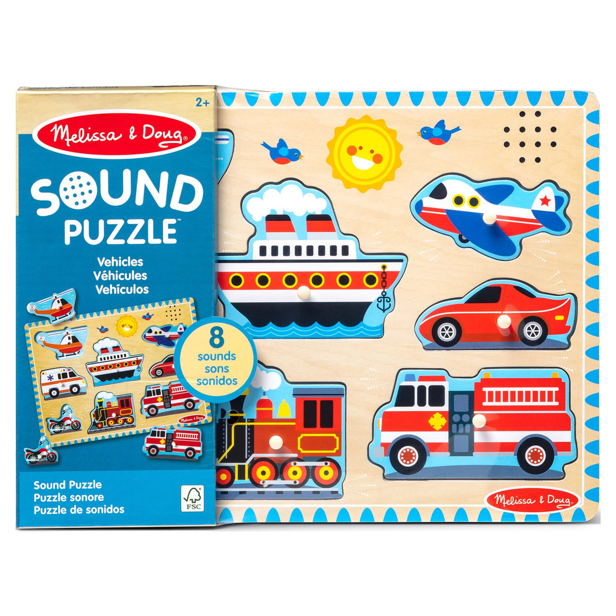 Wooden Peg Puzzle With Sound Effects (8 pcs) F528