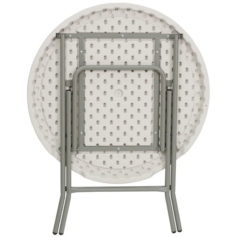 Round Granite White Plastic Folding Table W88285