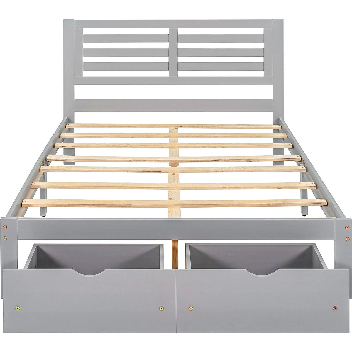 Full Size Platform Bed with Drawers Gray V511