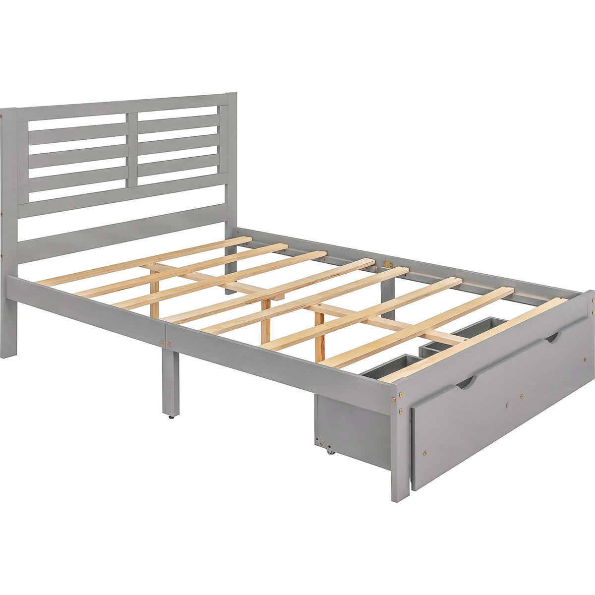 Full Size Platform Bed with Drawers Gray V511