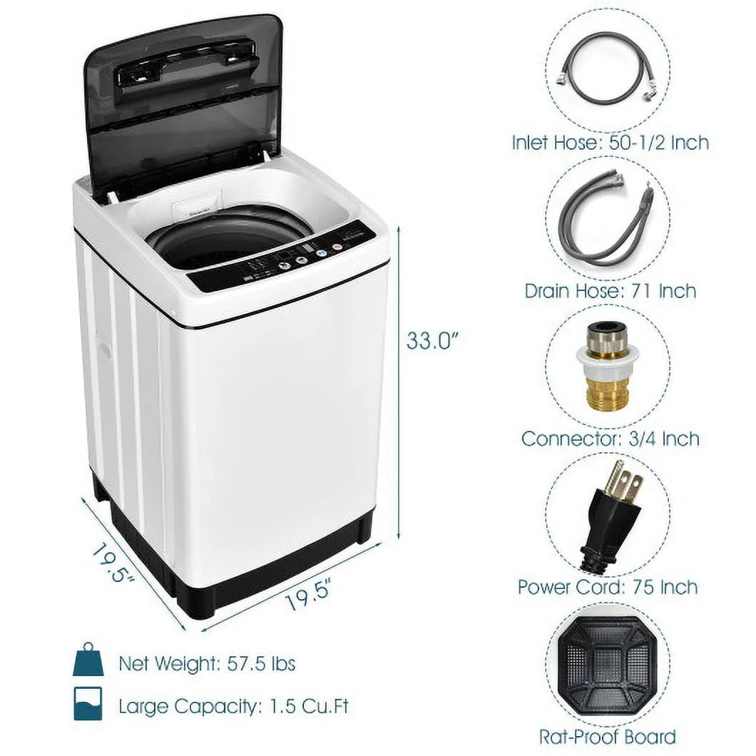 1.5 Cubic Feet 11 LBS Full-Automatic Washer and Dryer White X5573