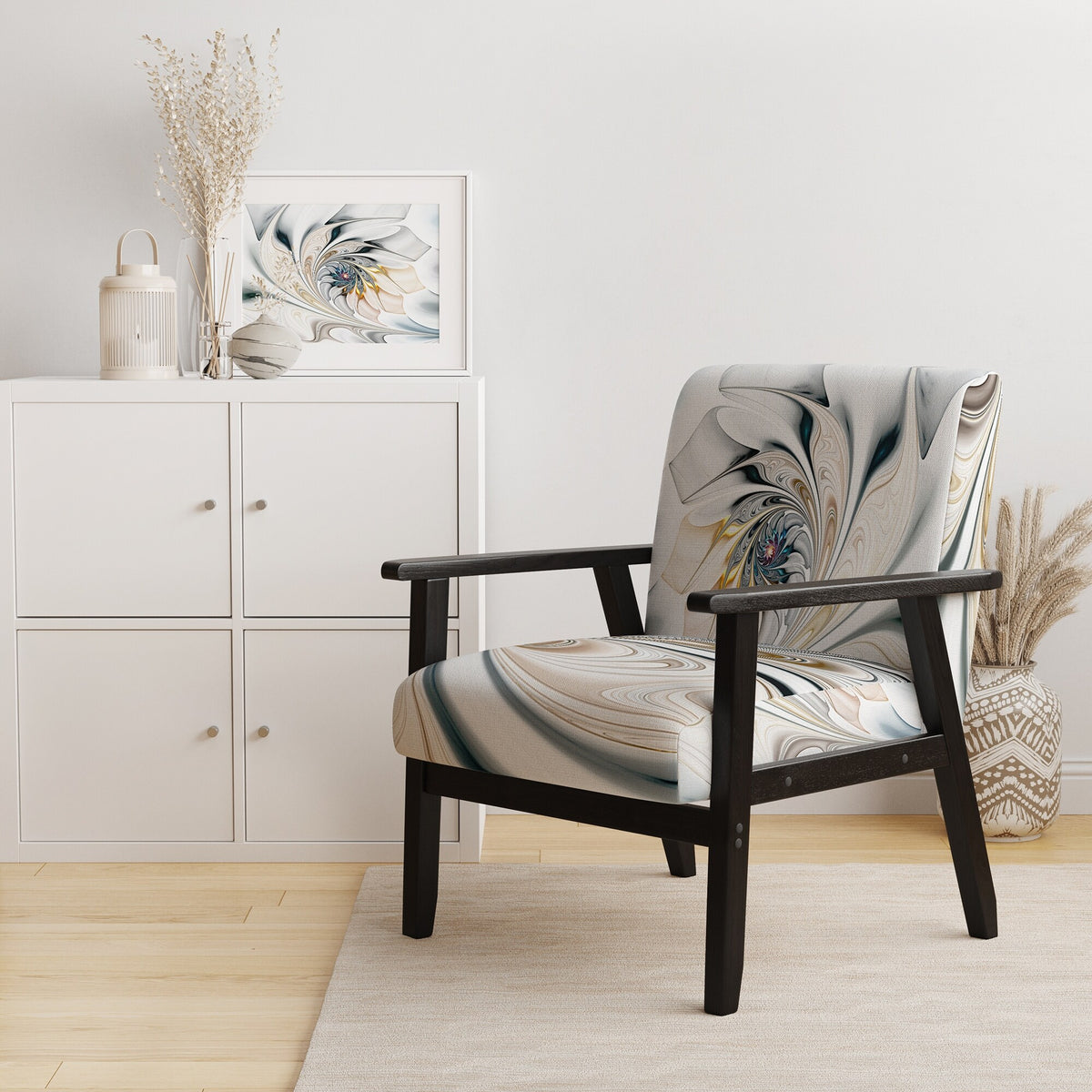 Upholstered Floral Accent Chair D655675