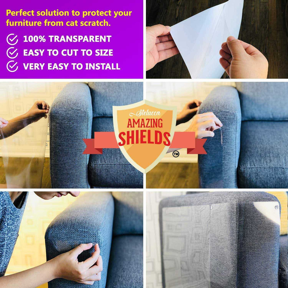 6-Pack 17-inch x 12-inch Cat Scratch Deterrent Furniture Protectors E3477