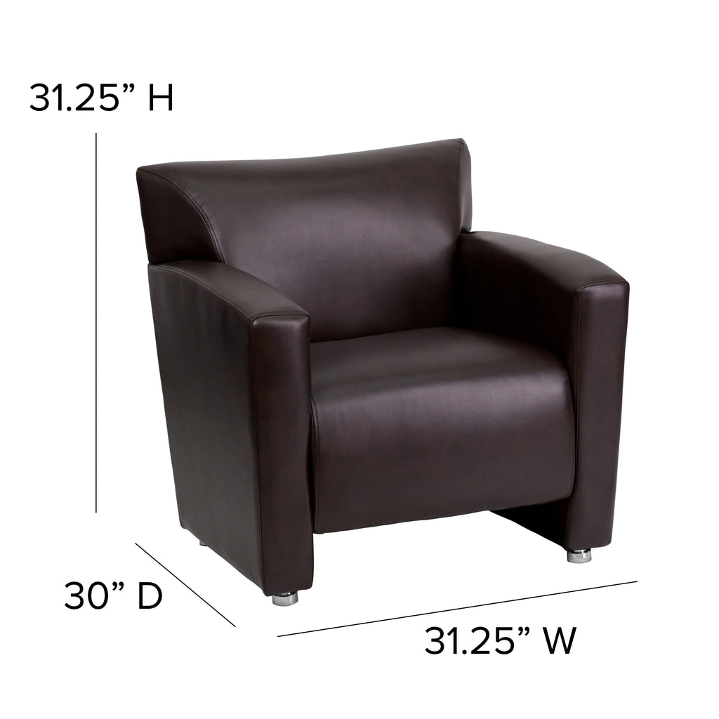 Brown LeatherSoft Chair with Extended Panel Arms A51097