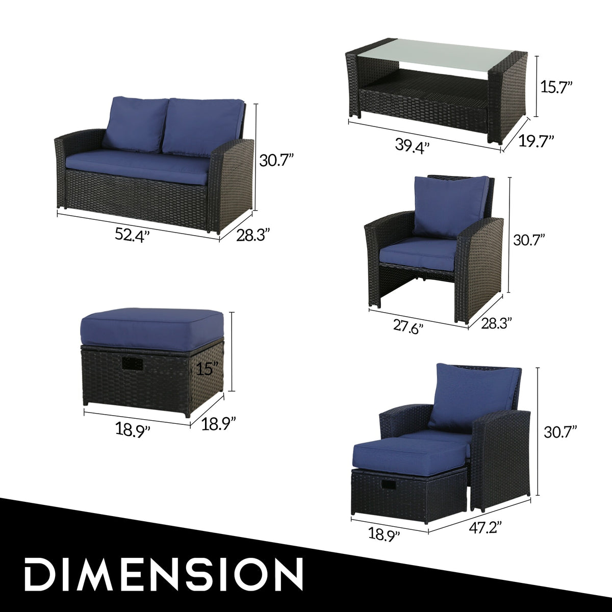 6-piece Rattan Wicker Outdoor Sectional Sofa K22242