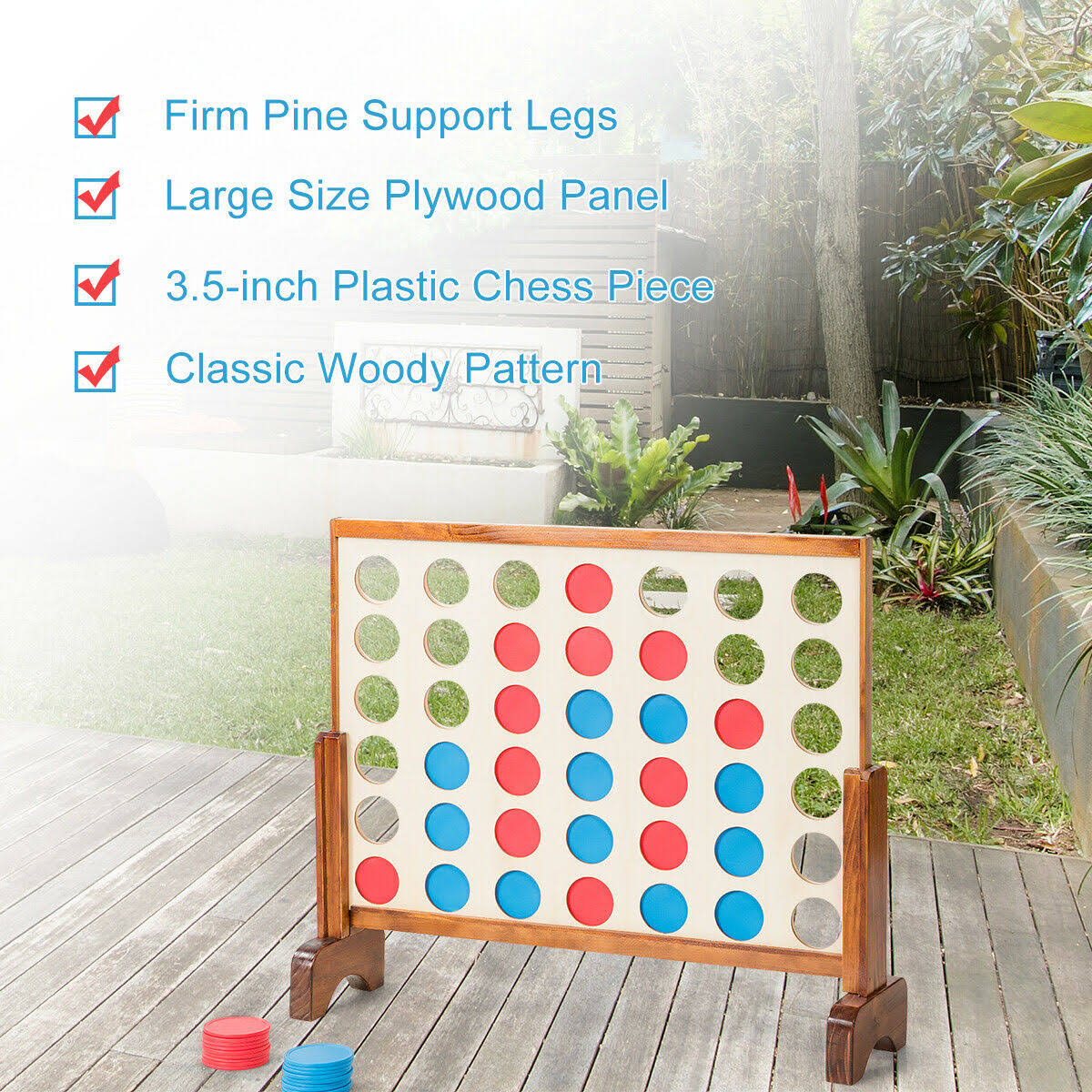 Natural Wooden 4 in A Row Game with Carrying Bag U526