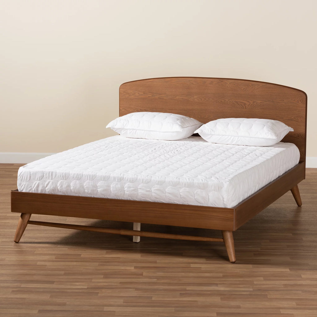 Queen Walnut Brown Engineered Wood Platform Bed B5496