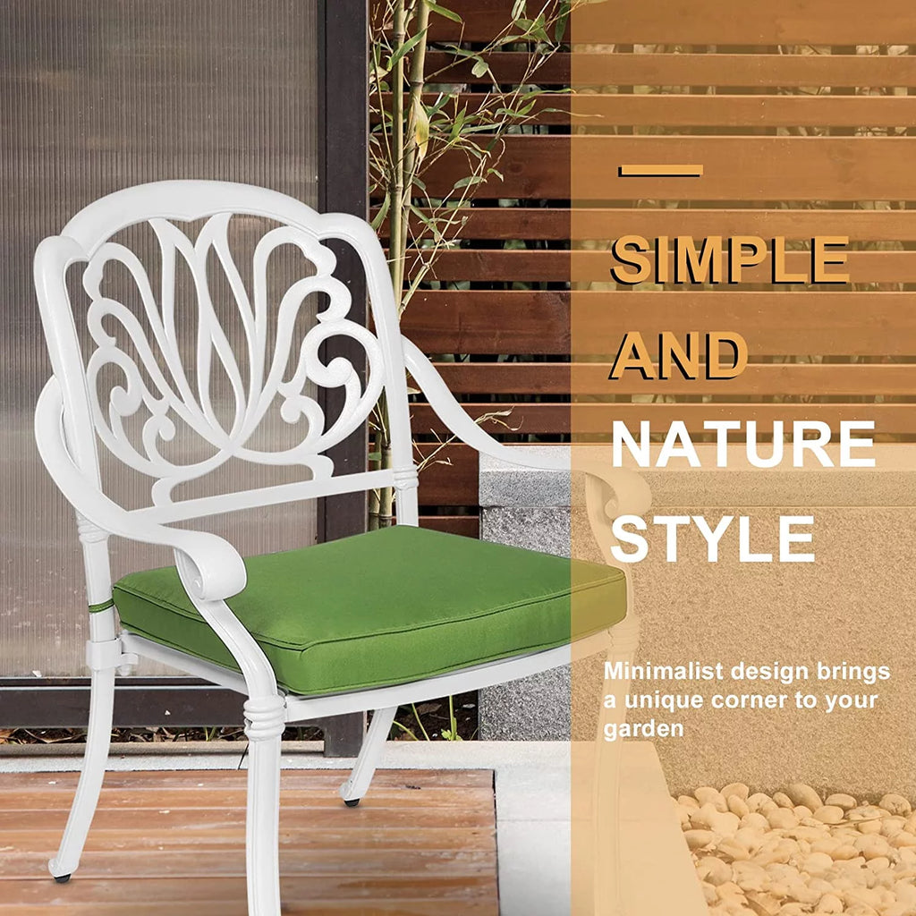 3-Piece Cast Aluminum Outdoor Patio Dining Set with 2 Cushioned Chairs and Round Table R5316