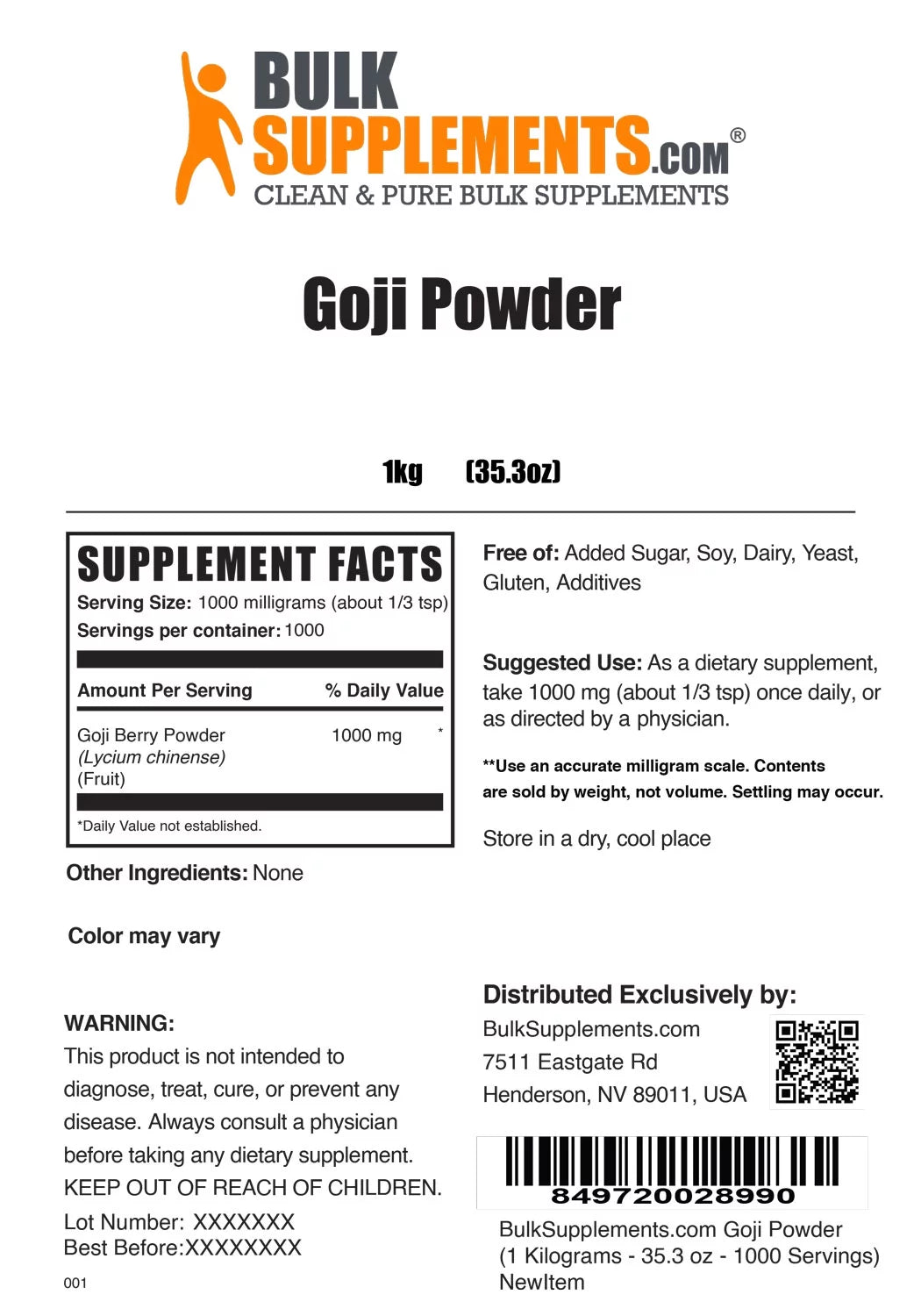 Goji Berry Powder 1 Kilogram V875833