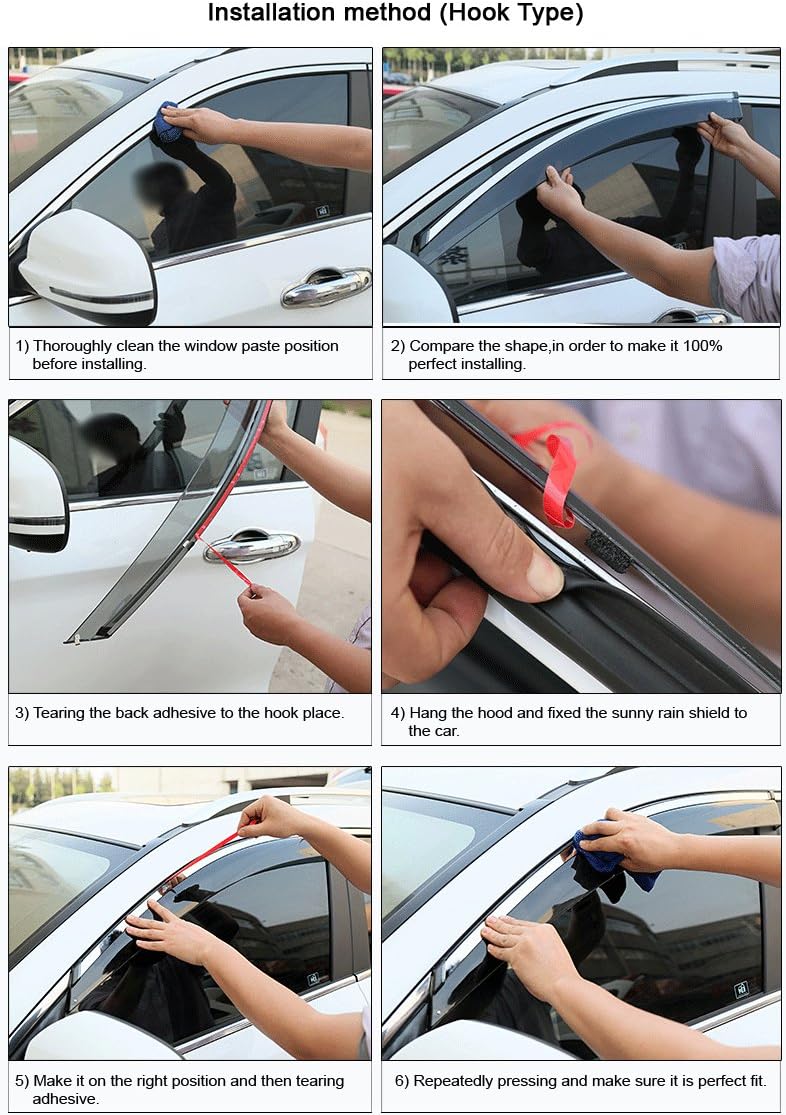 Car Window Visor Vent Shade Deflector Sun/Rain Guards Pack of 2 C430
