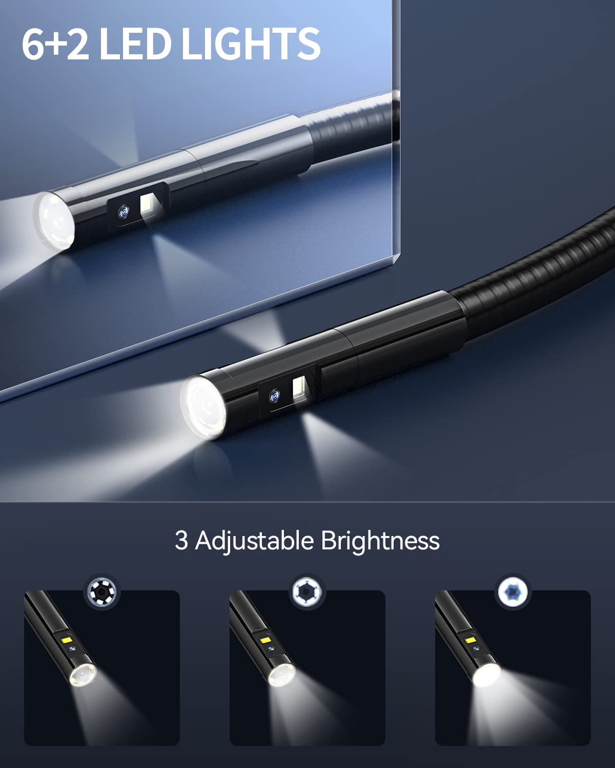 16.4ft Waterproof Flexible Borescope Inspection Camera with Light A482030